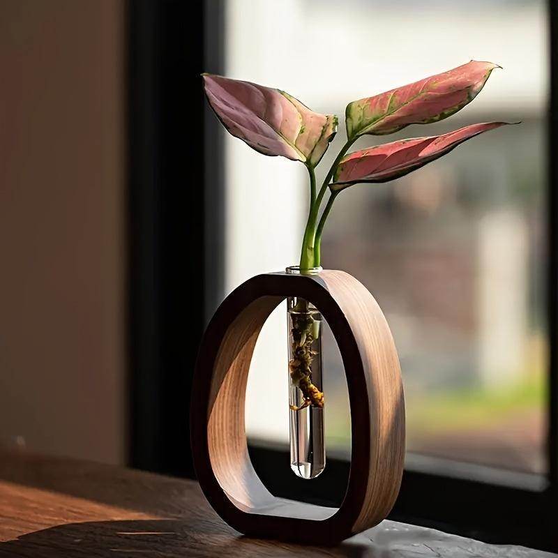 Walnut Solid Wood Flower Vase - My Store
