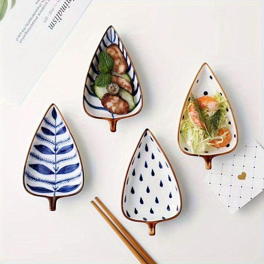 Ceramic Leaf-Shaped Snack Tray Set (4-Pieces) - My Store