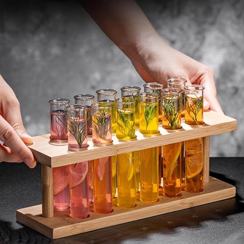 Wooden Test Tube Cocktail Glass Set - My Store