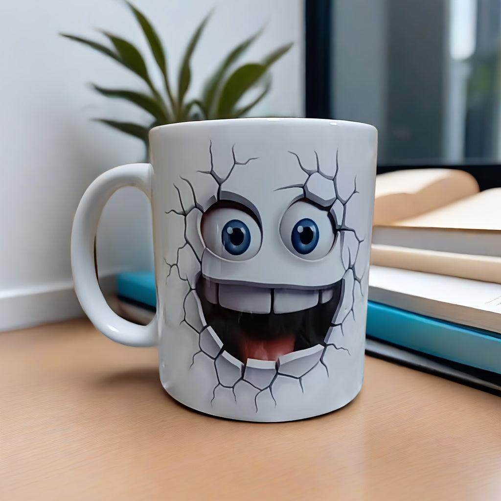Smiling Face Break Through Ceramic Coffee Mug - 11oz - My Store