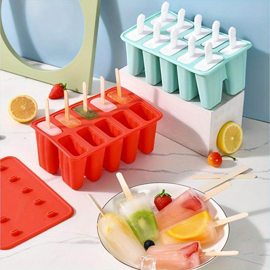 10pcs Reusable Silicone Popsicle Molds with 50 Sticks - My Store