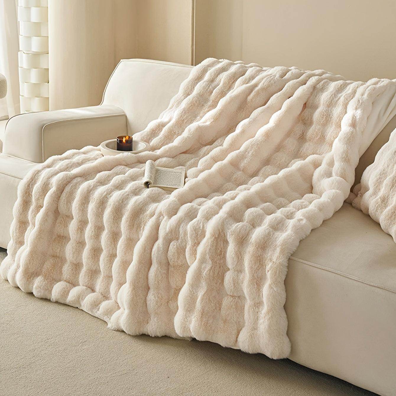 Faux Rabbit Fleece Throw Blanket – Soft & Warm for All Seasons - My Store