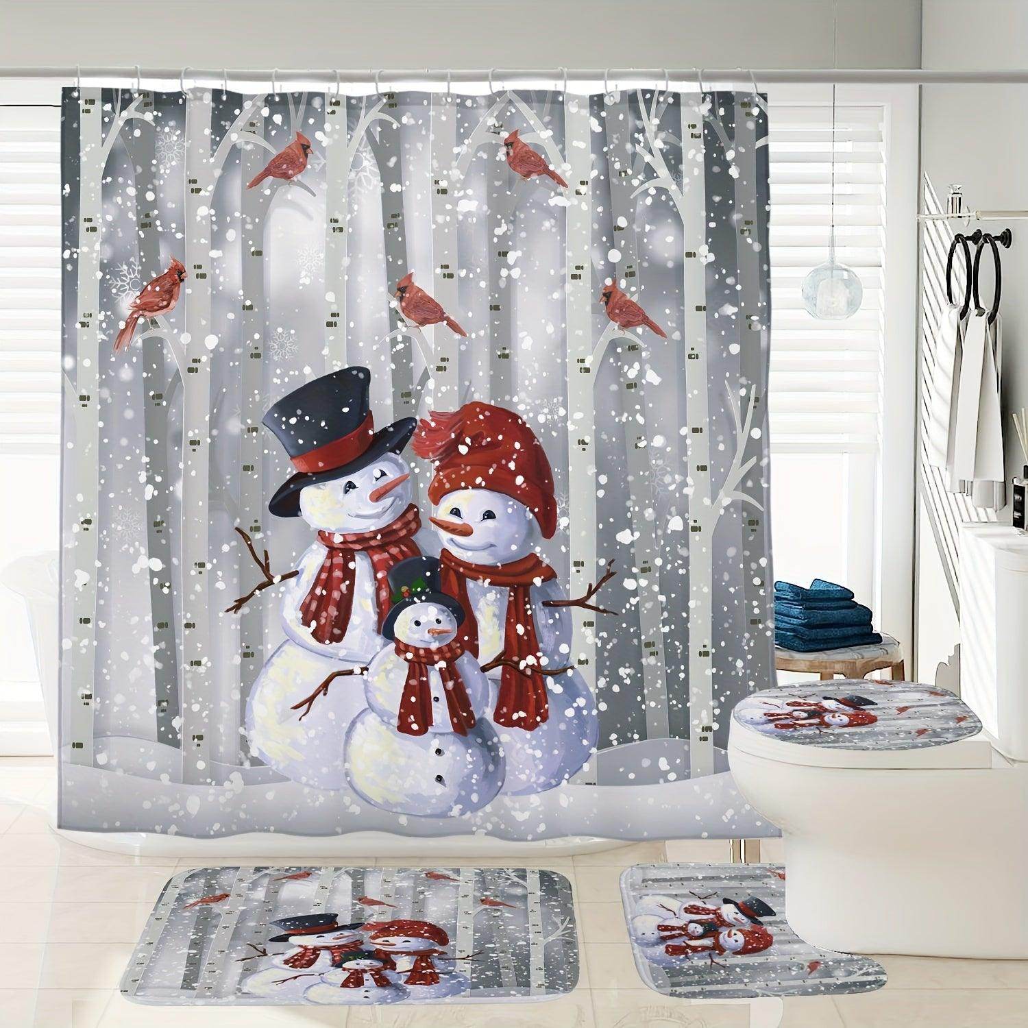 Christmas Snowman Shower Curtain Set - My Store