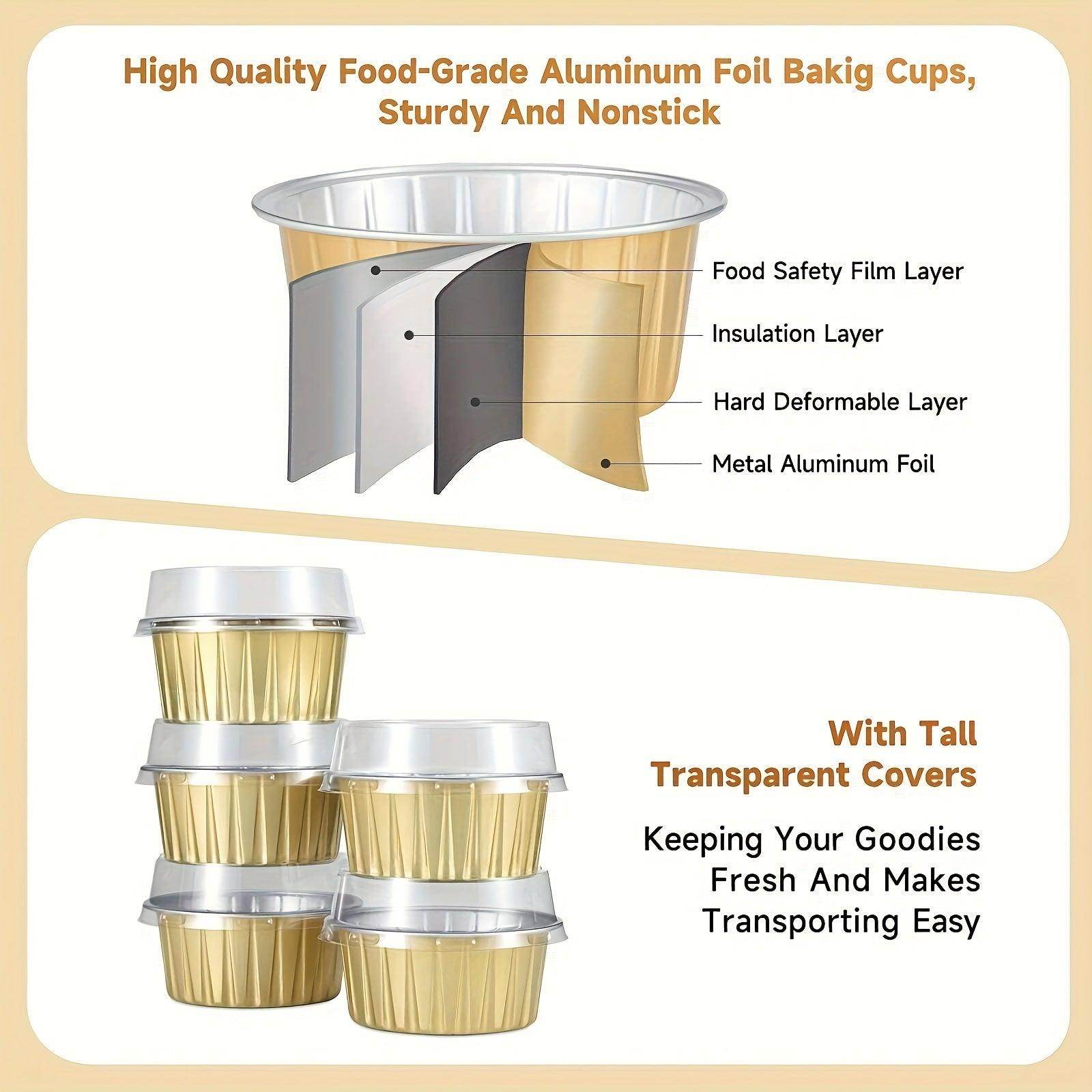 30pcs Mini Aluminum Foil Baking Cups Set with Lids and Spoons - My Store