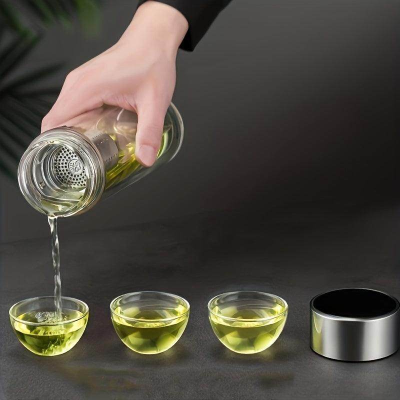Double-Layer Glass Tea Bottle with Temperature Display - My Store