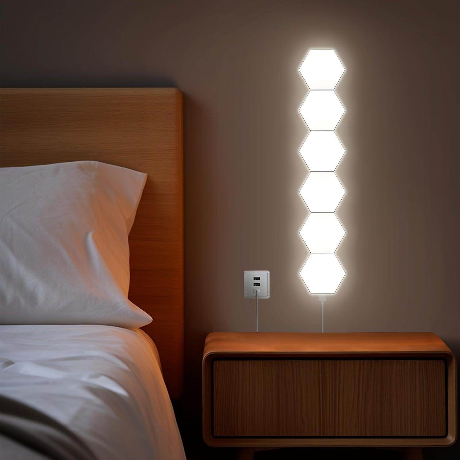 6pcs USB Powered Smart Touch LED Hexagon Wall Lights - My Store
