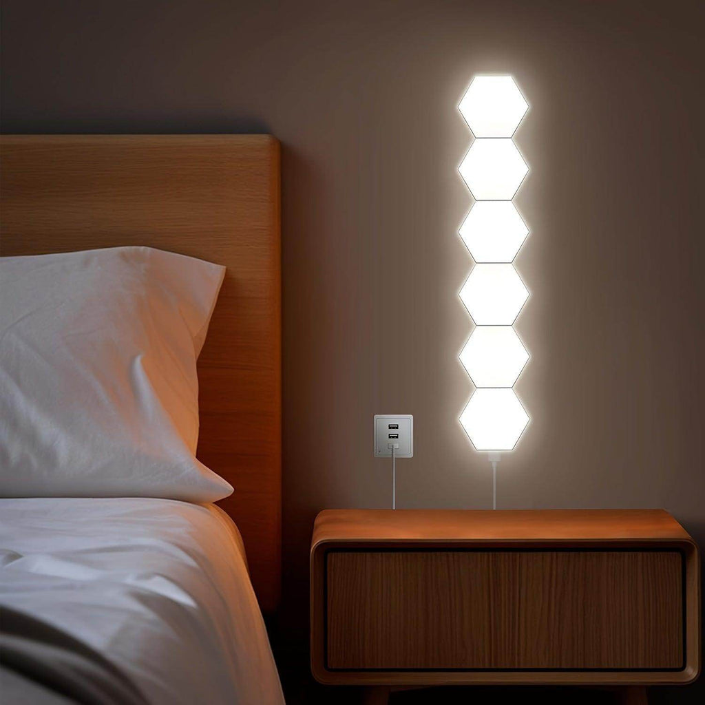 6pcs USB Powered Smart Touch LED Hexagon Wall Lights - My Store