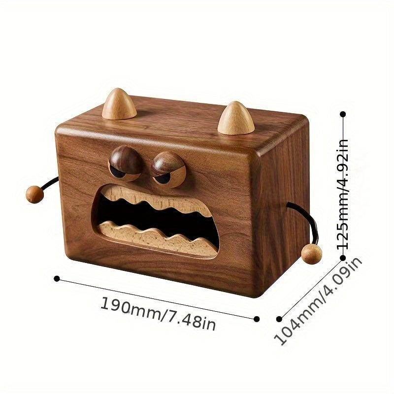 Charming Walnut Wood Monster Tissue Box - My Store