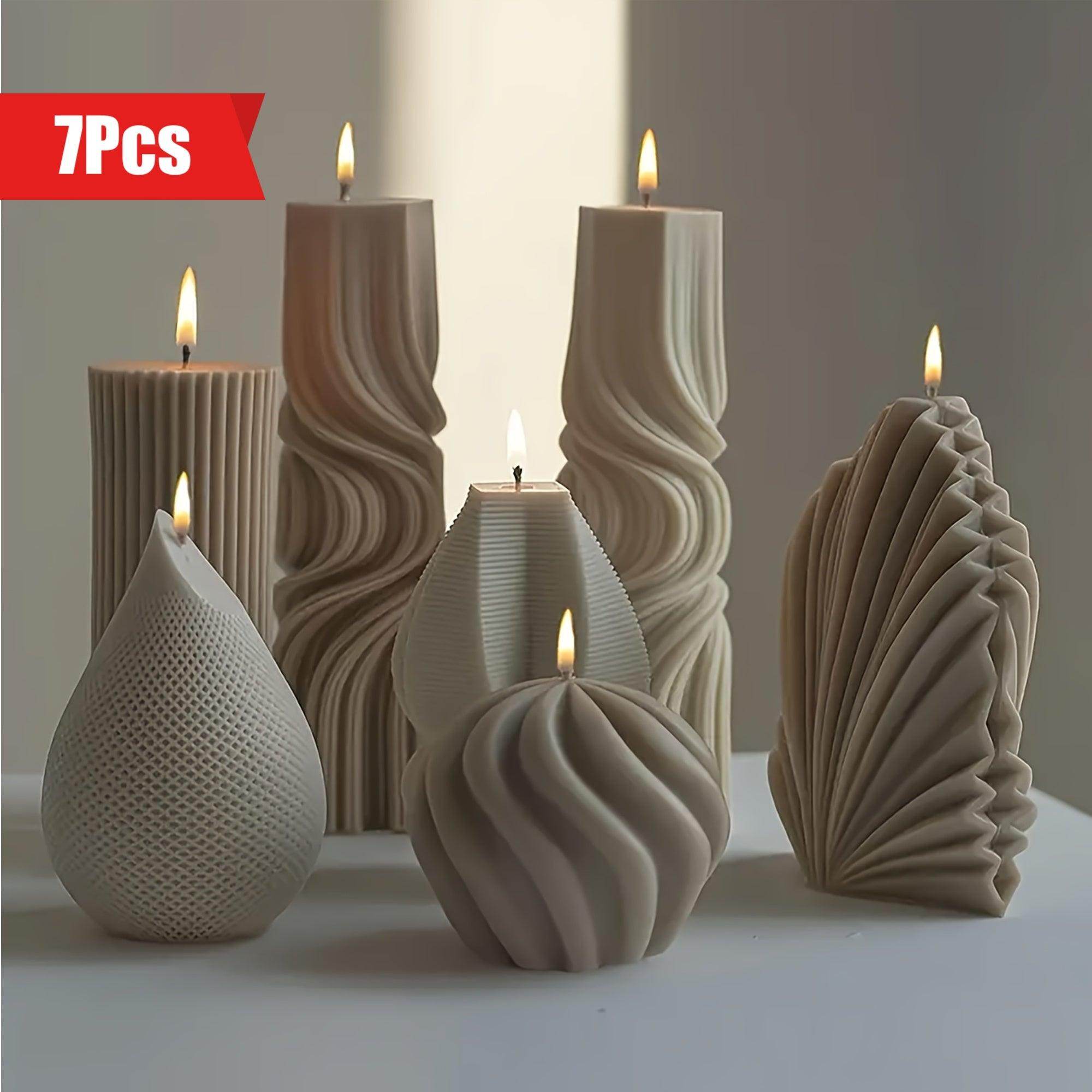 7pcs Geometric Striped Silicone Candle Molds - My Store