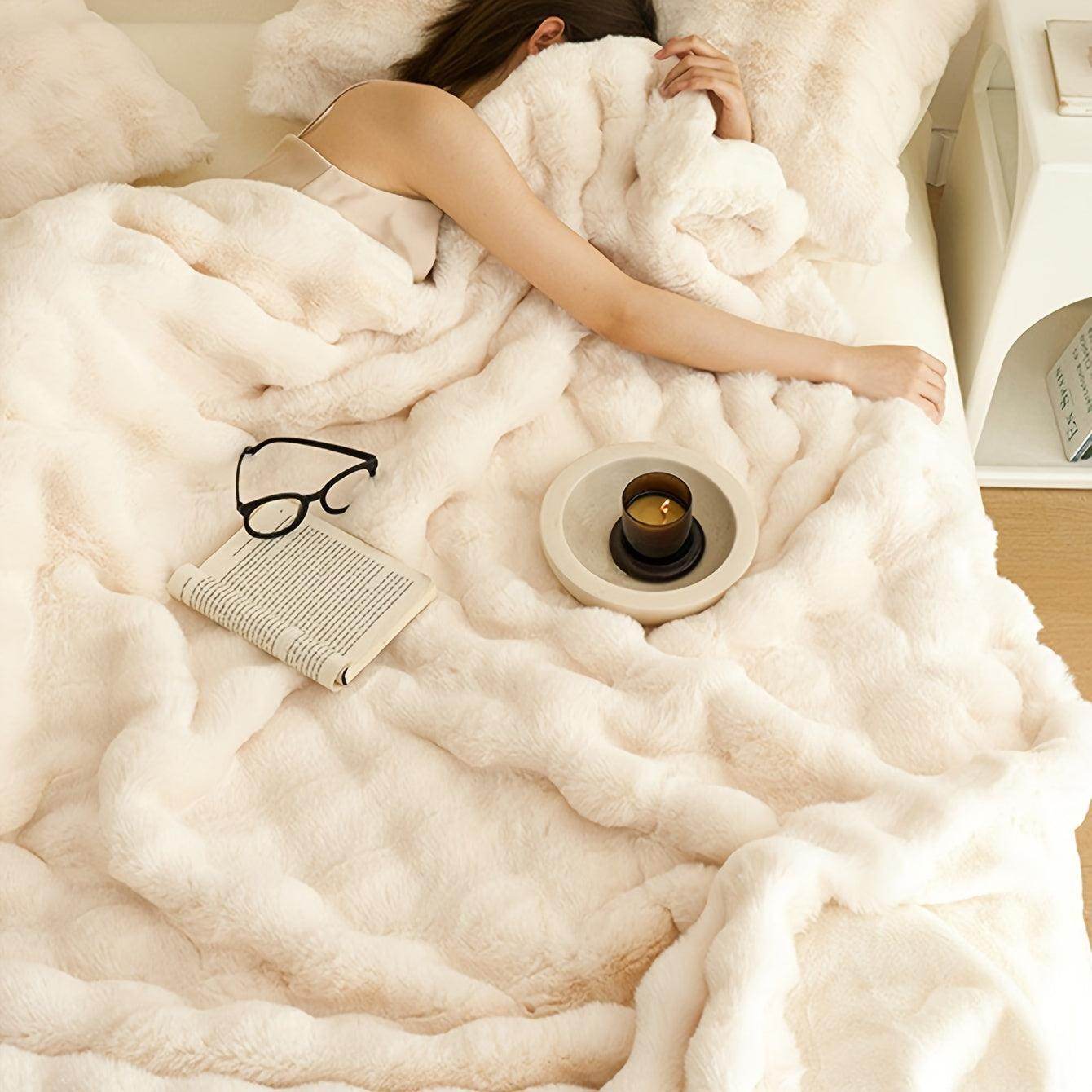 Faux Rabbit Fleece Throw Blanket – Soft & Warm for All Seasons - My Store