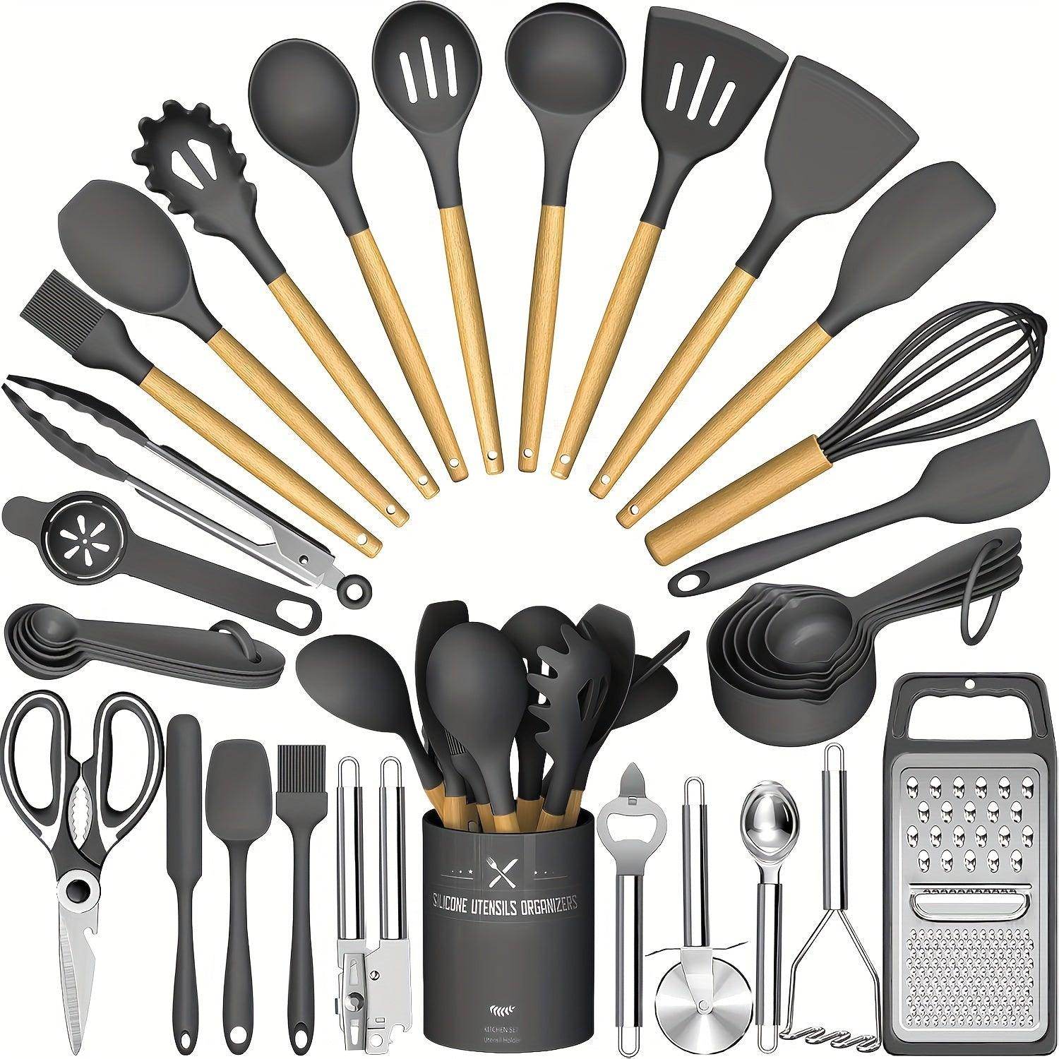 Kitchen Utensils Set- 34PCS Silicone Cooking Utensils With Holder - My Store
