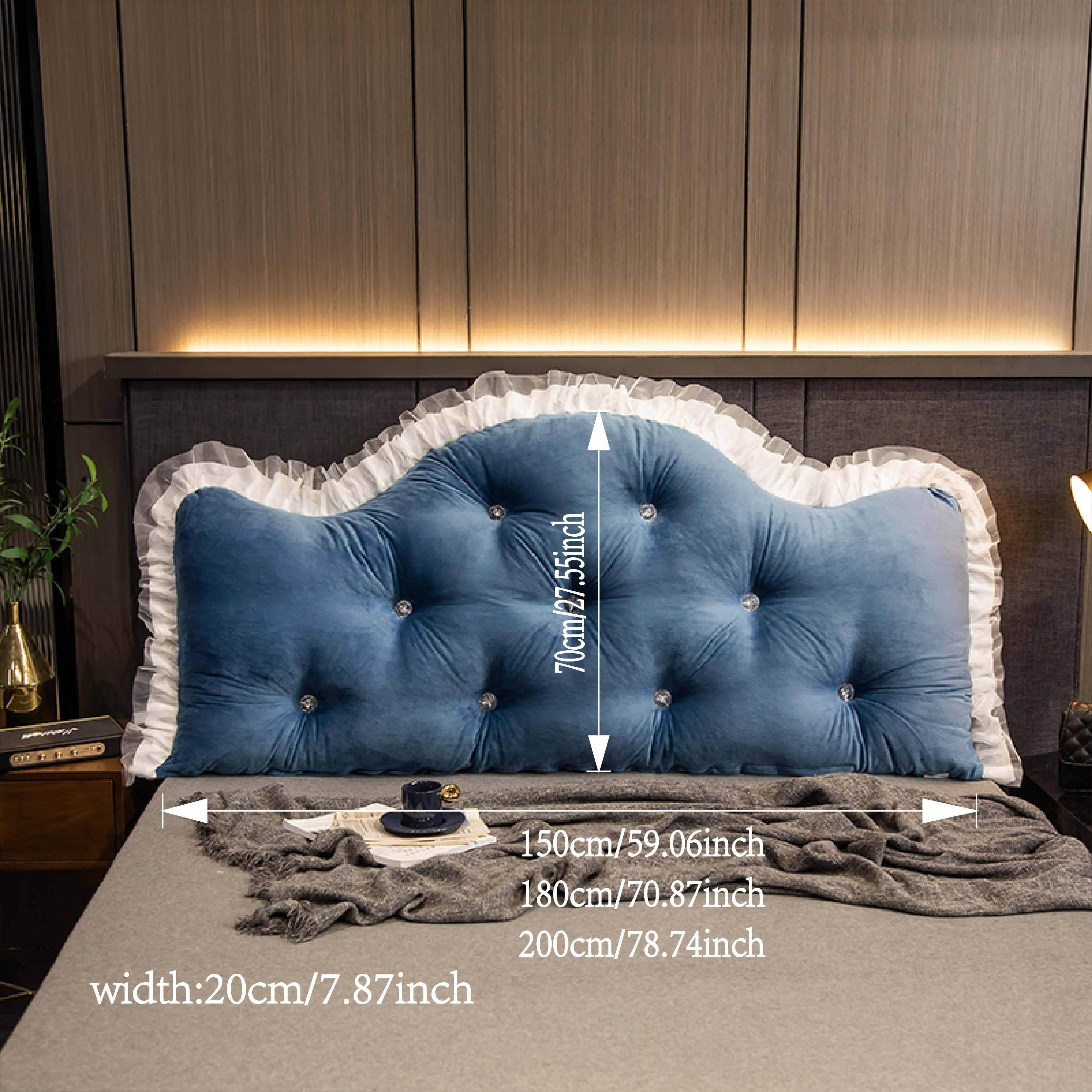 1pc Luxury Velvet Bed Headrest with Lace Trim - My Store