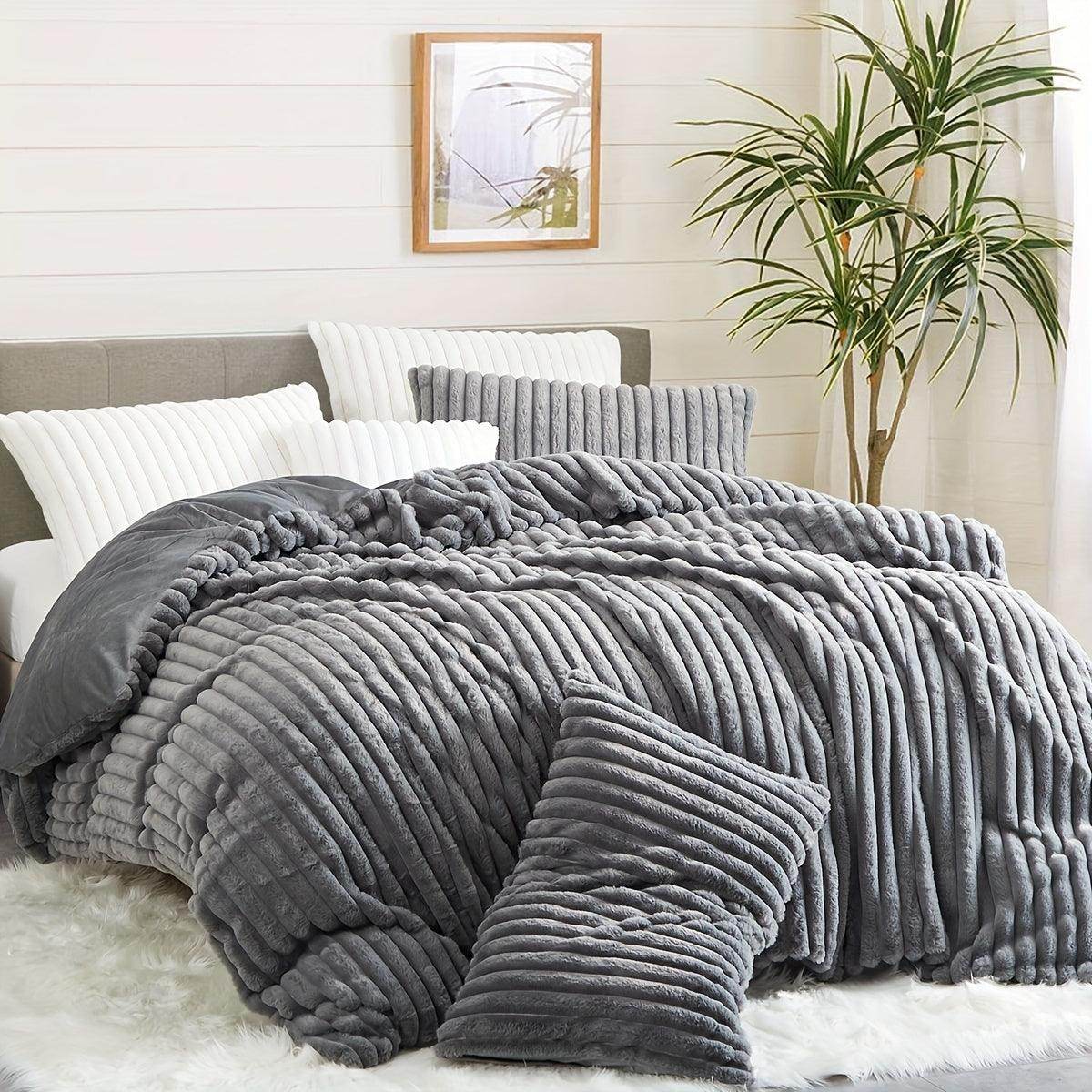 Winter Faux Rabbit Fur Duvet Cover Set - My Store