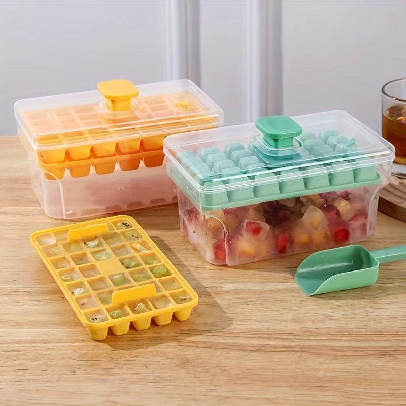 Easy-Release Ice Cube Tray with Lid & Scoop (34/68 Capacity) - My Store