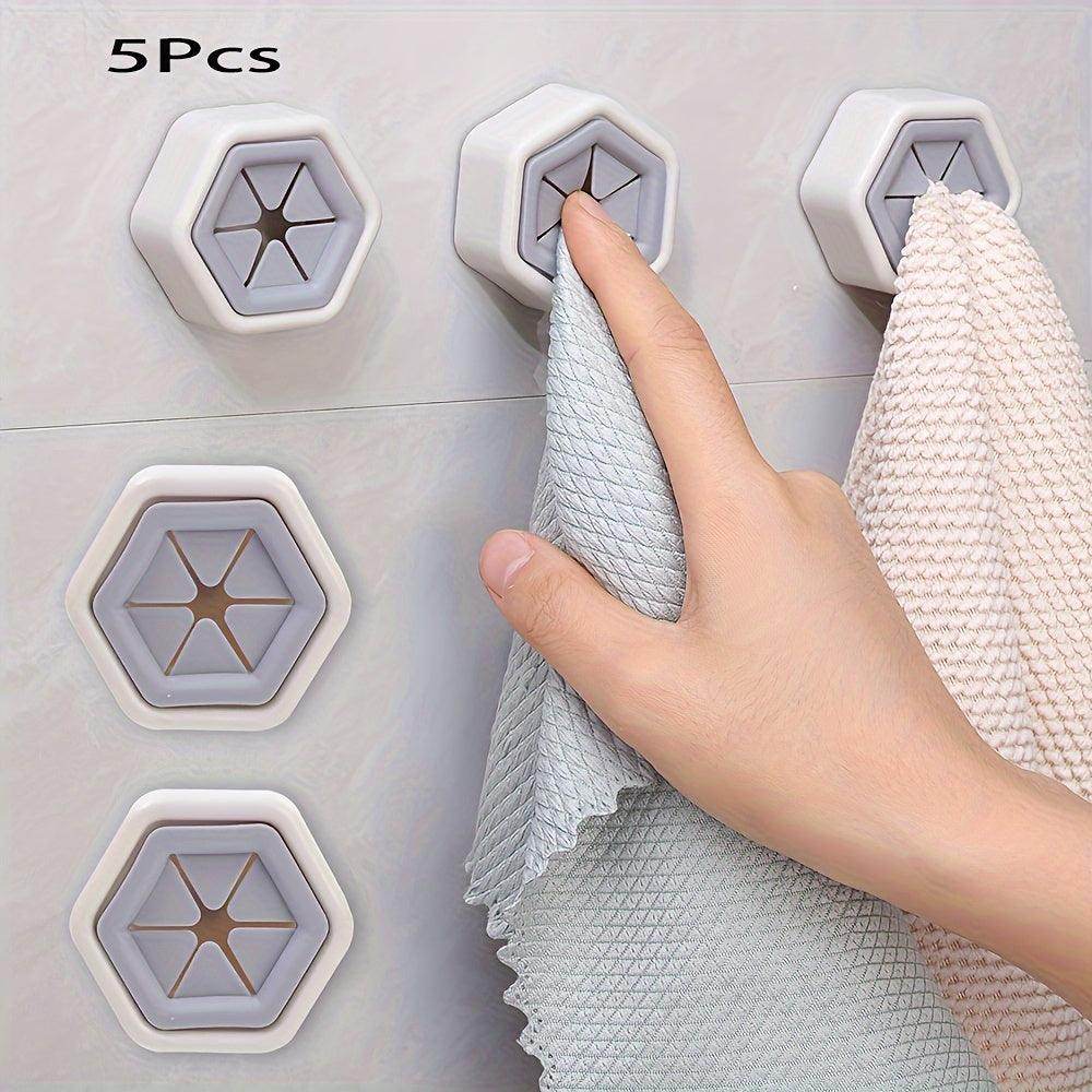 5 pcs Hexagonal Towel Hooks for Bathroom and Kitchen - My Store