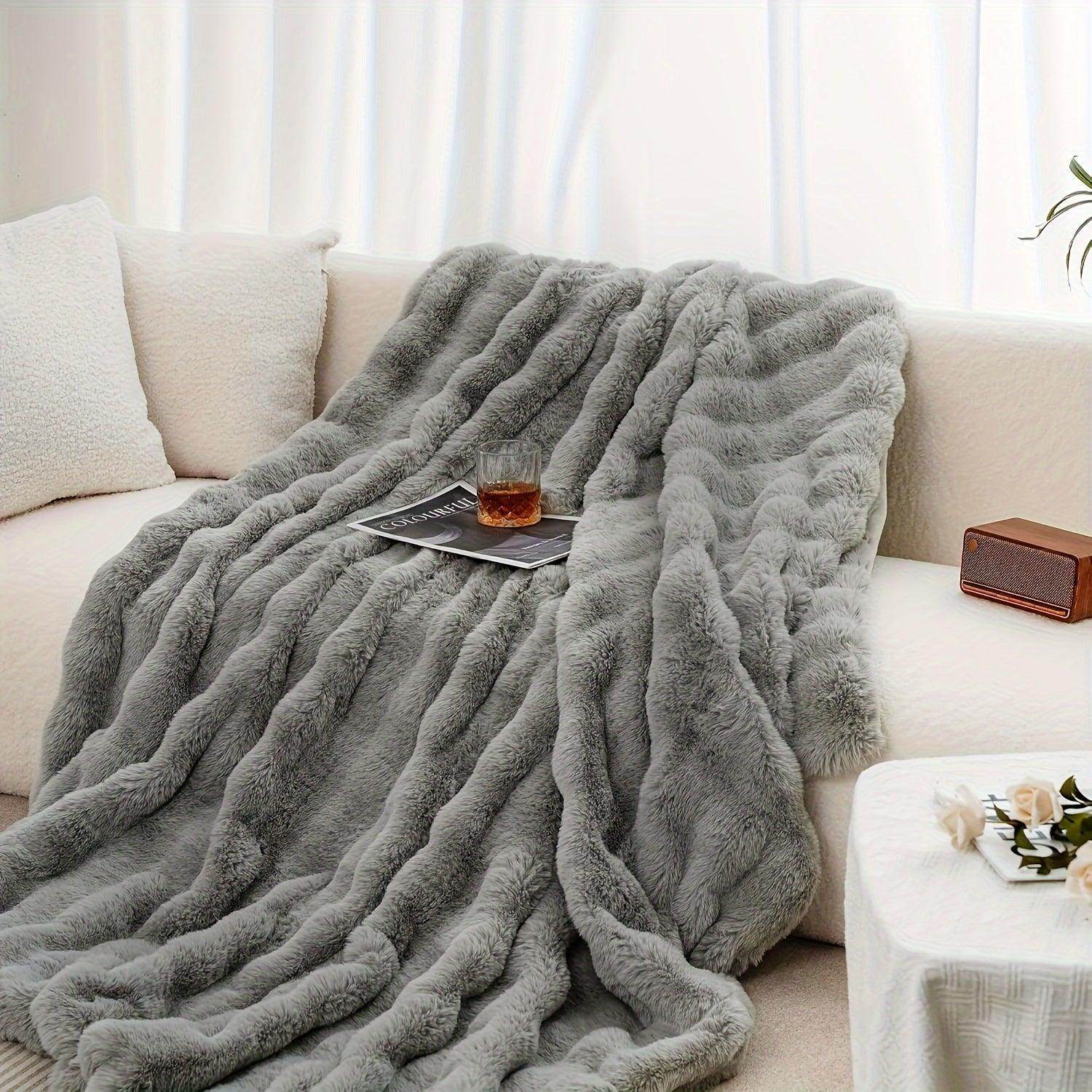 Cozy Faux Rabbit Fur Blanket - My Store