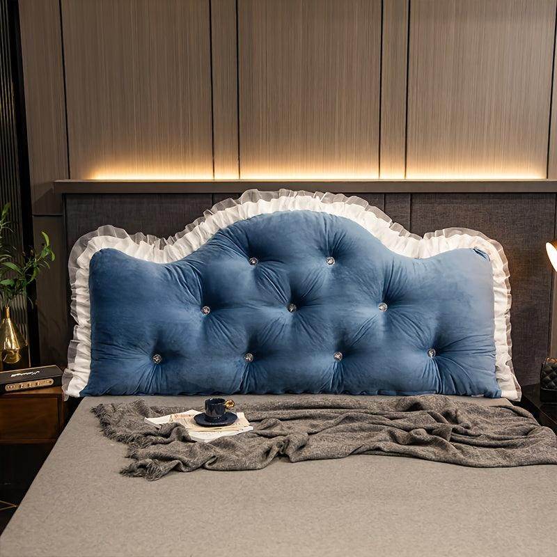 1pc Luxury Velvet Bed Headrest with Lace Trim - My Store