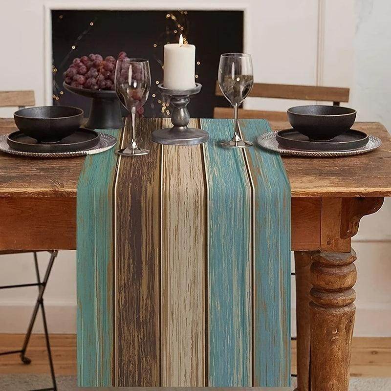 Farmhouse Wood Grain Table Runner & Placemat Set - My Store