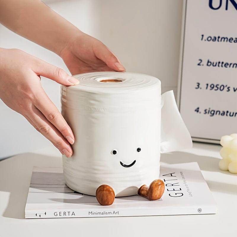 Porcelain Tissue Box - Cute Toilet Paper Shape - My Store