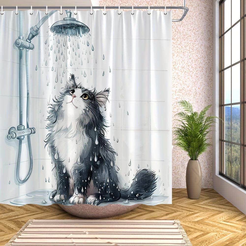 Cat Water-Resistant Polyester Shower Curtain - My Store