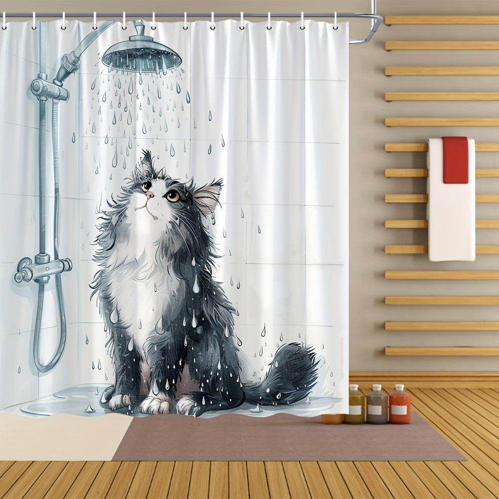 Cat Water-Resistant Polyester Shower Curtain - My Store