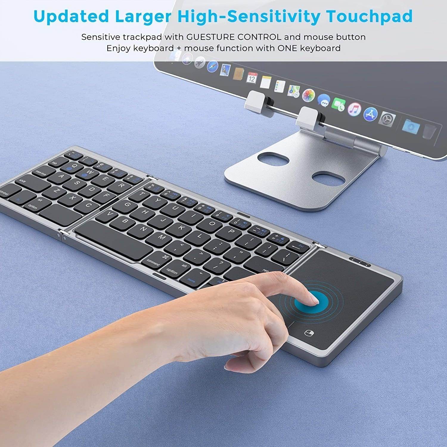 Foldable Wireless Keyboard with Touchpad – Compact & Rechargeable - My Store