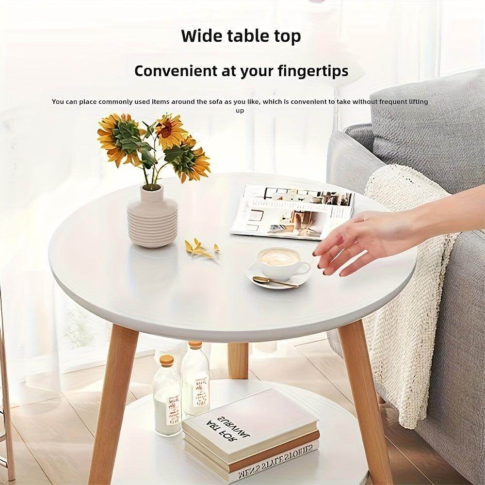 1pc Modern White Wooden Side Table with Tripod Base - My Store