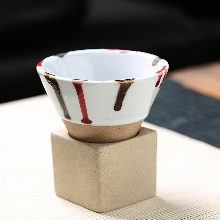 Japanese Rough Pottery Ceramic Espresso Cup with Holder - 100ml - My Store