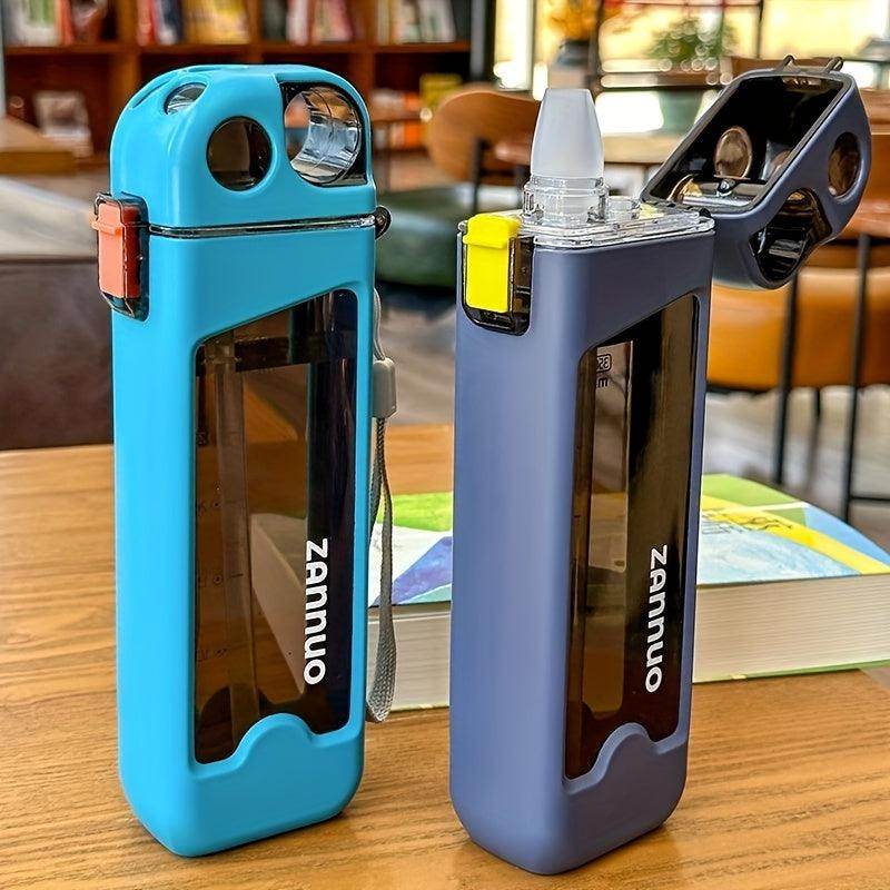 350ml Plastic Leakproof Square Water Bottle with Straw - My Store