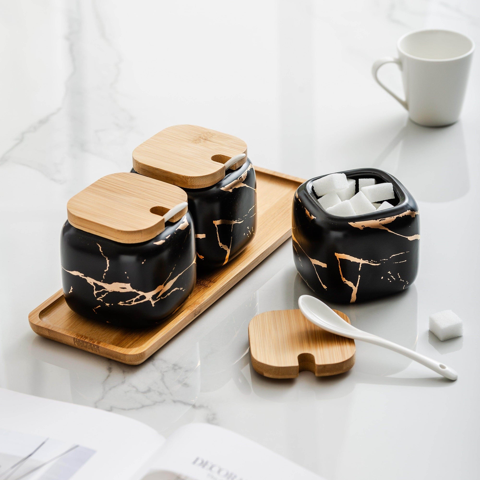 3pcs Creative Seasoning Pot Set with Tray & Spoons - My Store