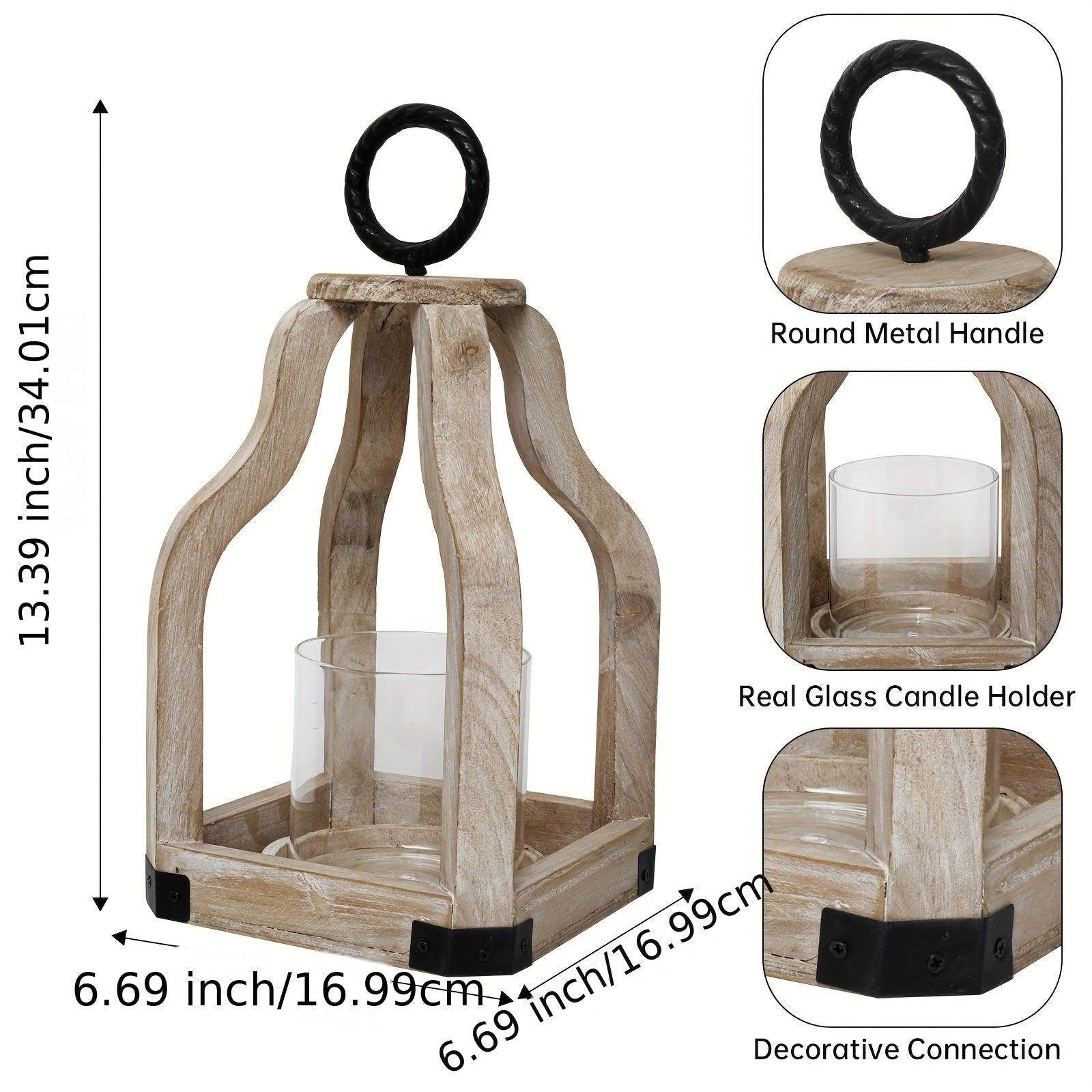 Rustic Farmhouse Wood Candle Lantern - My Store