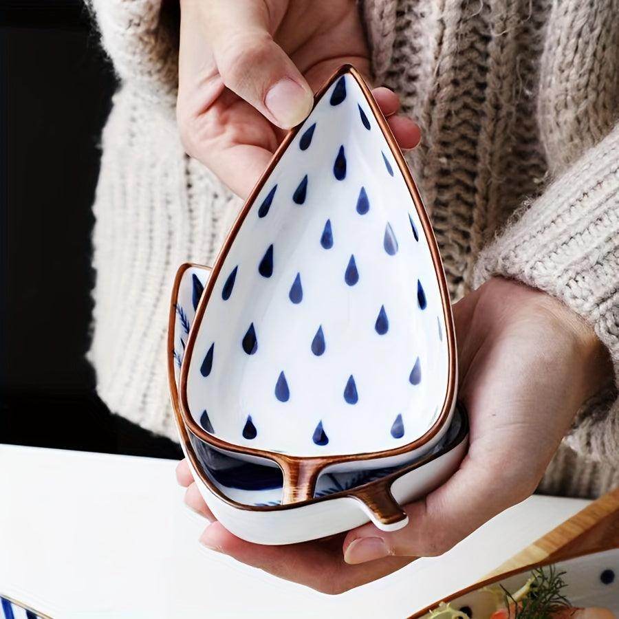 Ceramic Leaf-Shaped Snack Tray Set (4-Pieces) - My Store