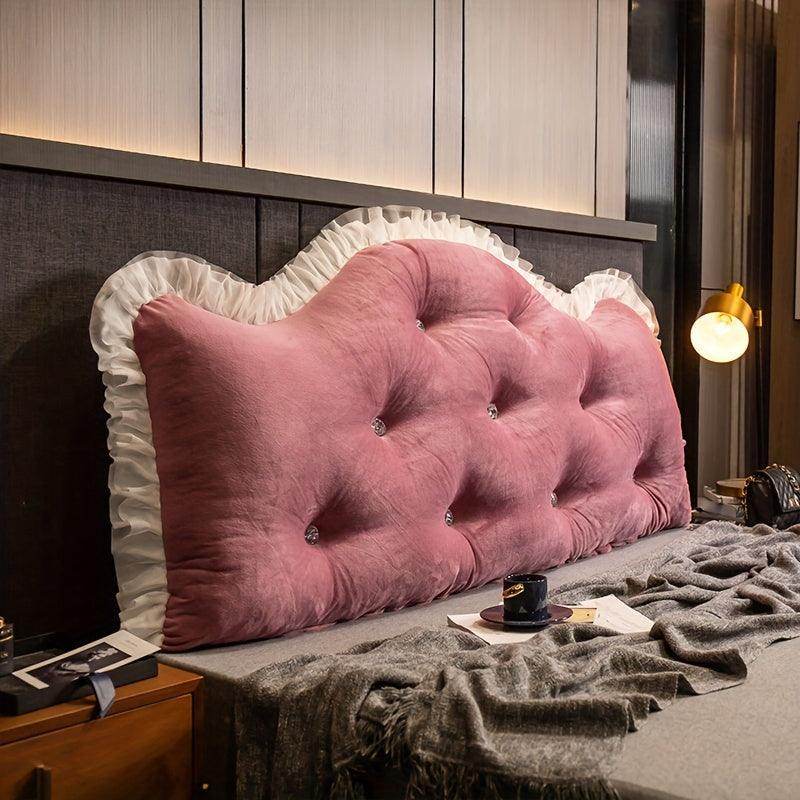1pc Luxury Velvet Bed Headrest with Lace Trim - My Store