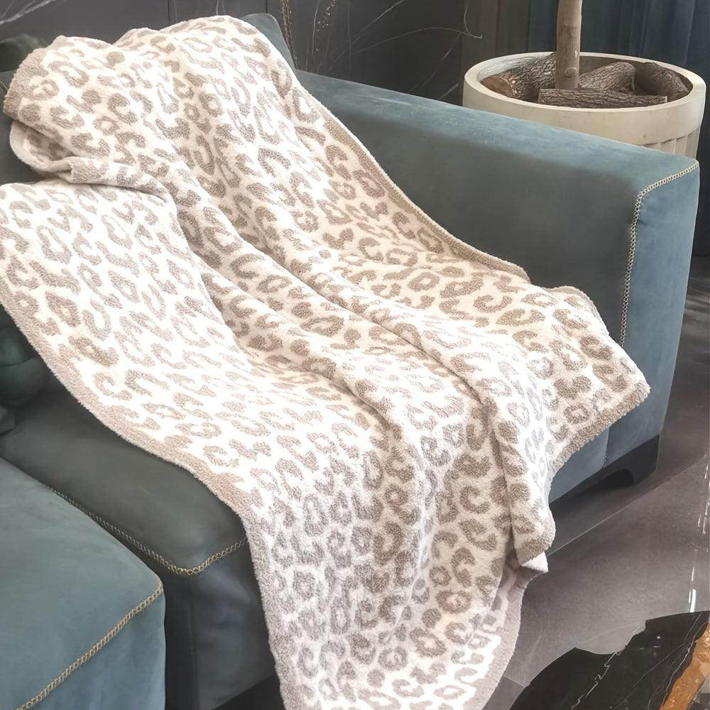 Leopard Print Knitted Throw Blanket - My Store
