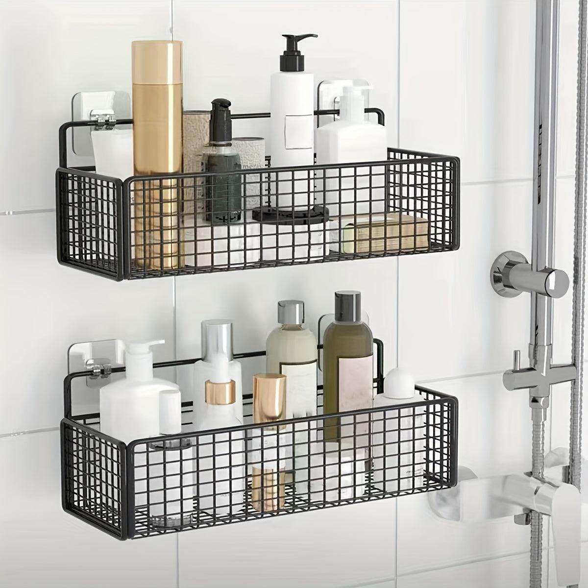 Wall-Mounted Bathroom Storage Rack with Golden Tubes - My Store