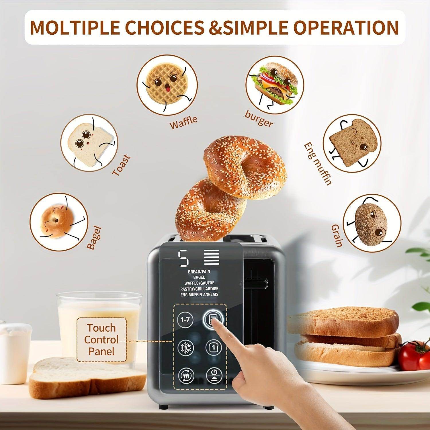 2 Slice Digital Touch Screen Stainless Toaster - My Store