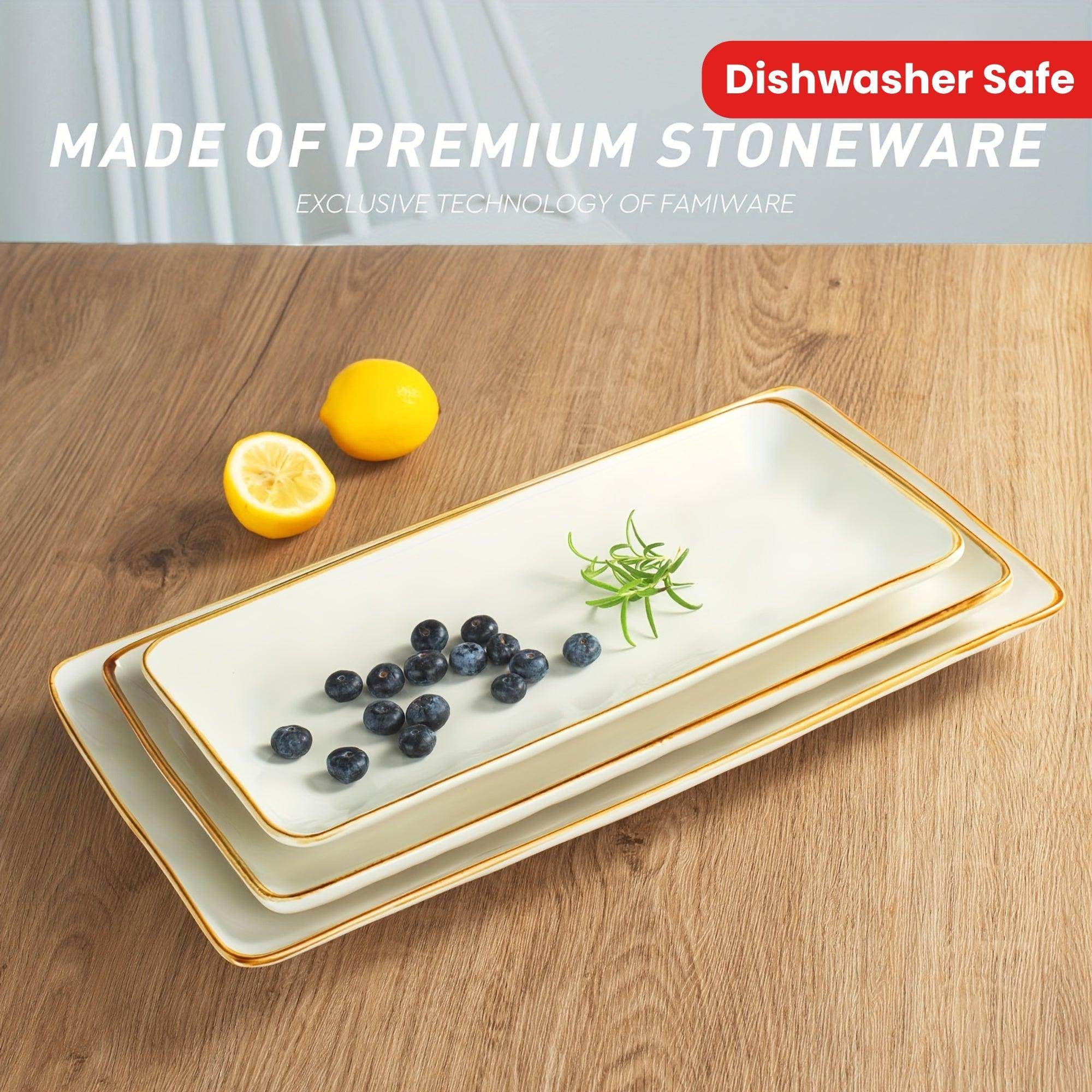 Ocean Series Stoneware Serving Trays Set (3pcs) - My Store