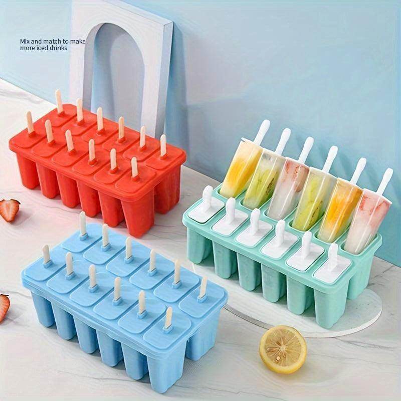 10pcs Reusable Silicone Popsicle Molds with 50 Sticks - My Store