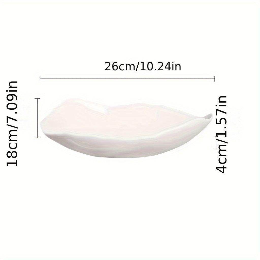 White Ceramic Leaf-Shaped Serving Platter - My Store