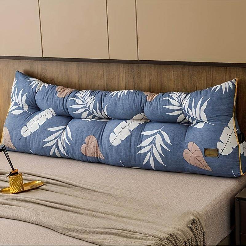 Plush Gray Headboard Cushion with Yellow Zipper - My Store