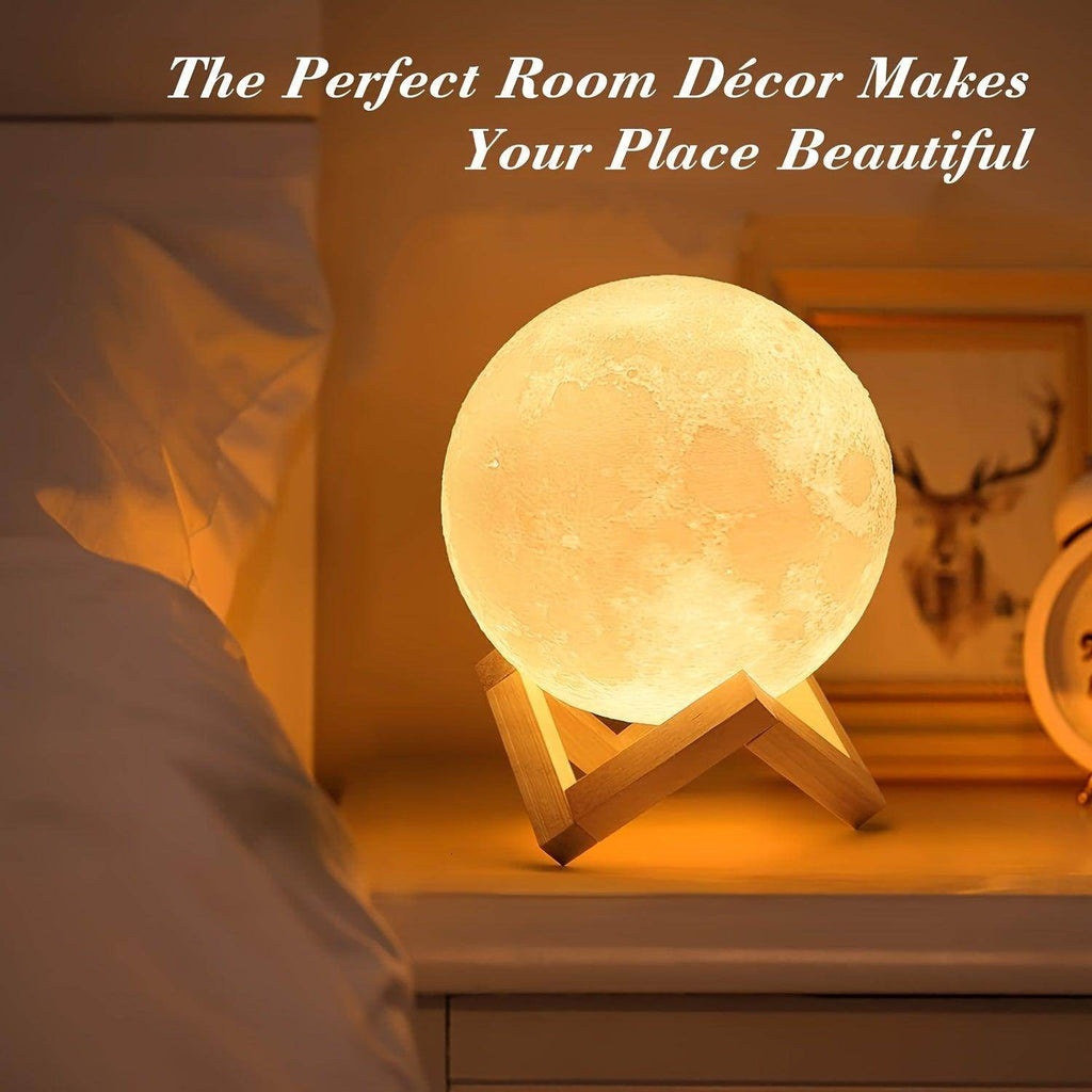3D Printed Moon Lamp with Wooden Stand - My Store