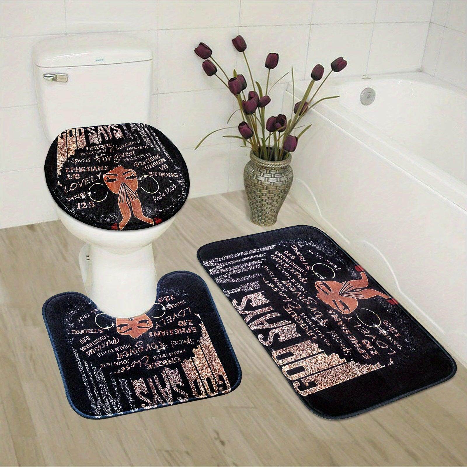 Black Girl Pattern Shower Curtain Set - My Store