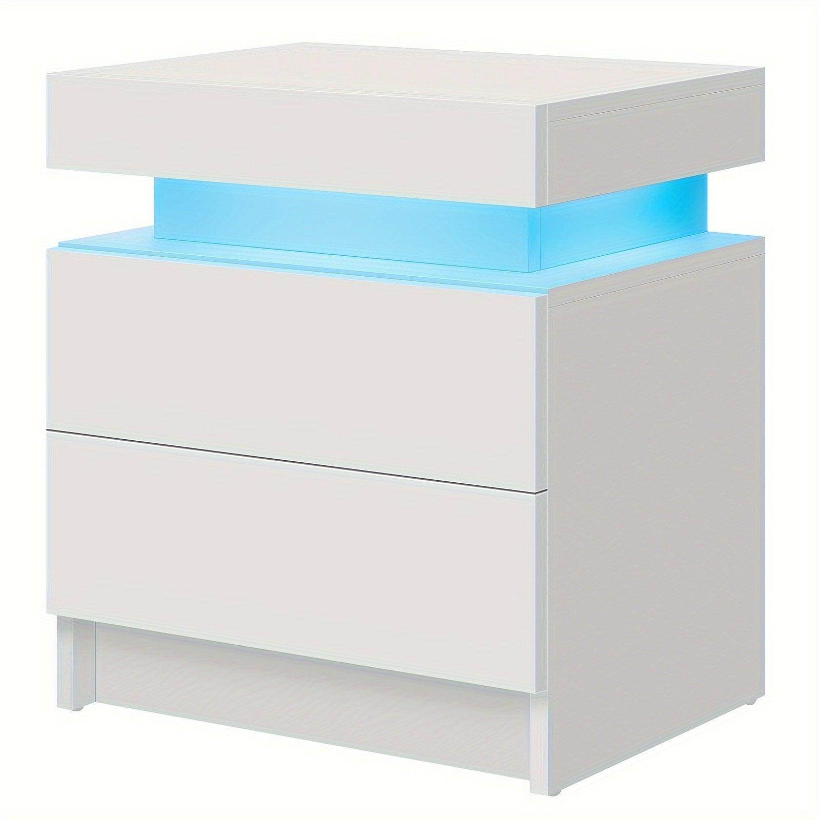 Modern LED Nightstand with High Gloss Drawers - My Store