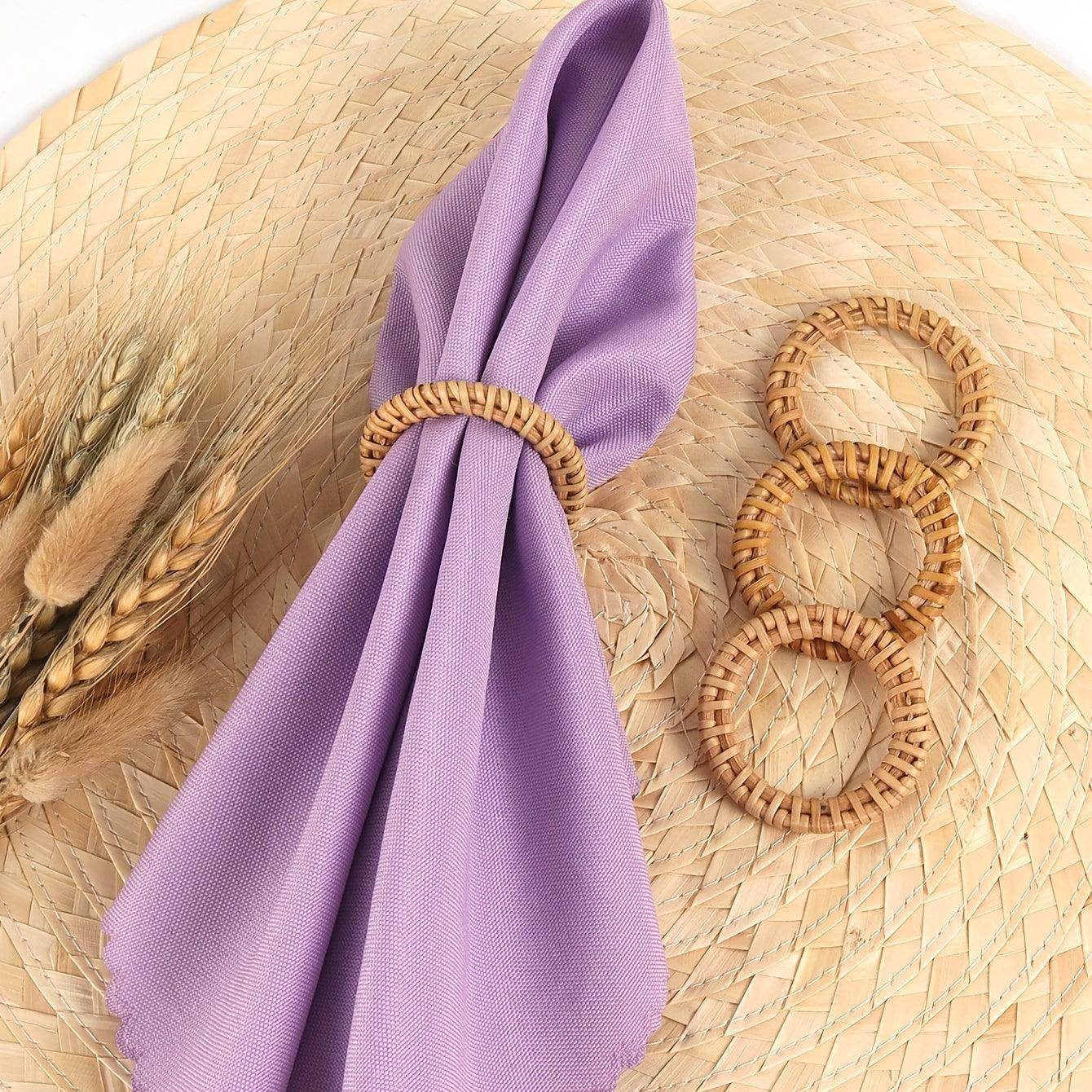 6pcs Round Woven Napkin Holder for - My Store