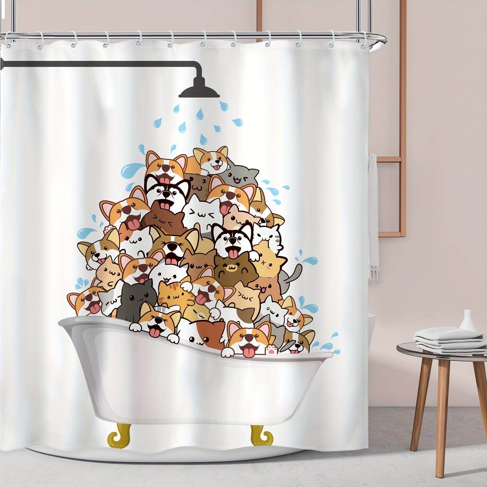 Cute Cat Shower Curtain Set - My Store
