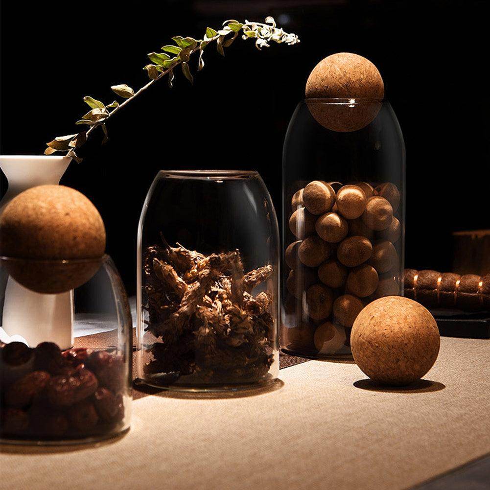 Set of 3 Glass Food Storage Canisters with Cork Lids - My Store