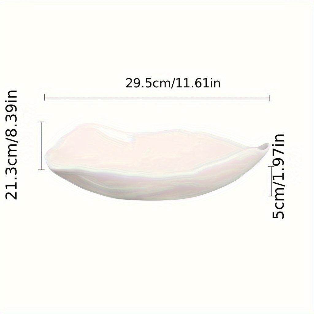 White Ceramic Leaf-Shaped Serving Platter - My Store