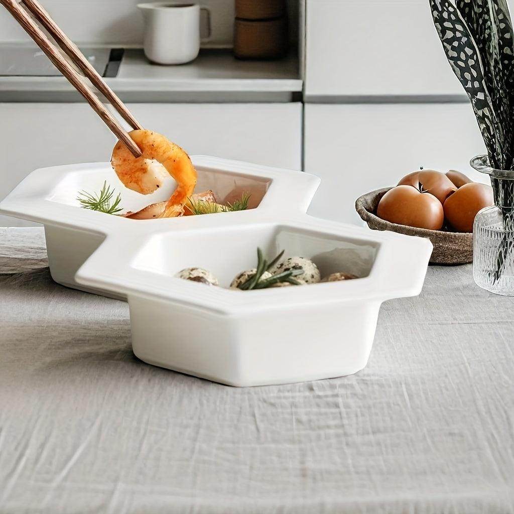 Nordic 2-Compartment Ceramic Serving Platter - My Store