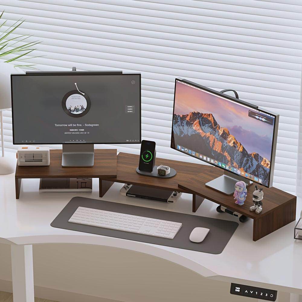 Wooden Computer Monitor Stand with Expandable Storage - My Store