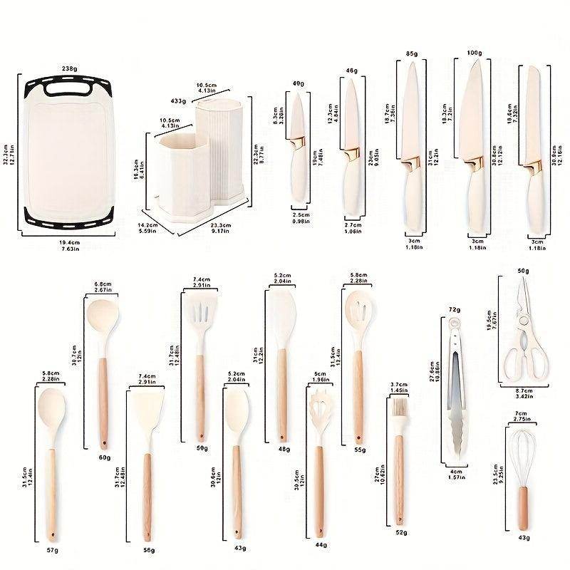 19pcs Silicone Kitchenware Set, Storage Bucket - My Store